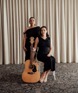 Azura acoustic duo in black with acoustic guitar