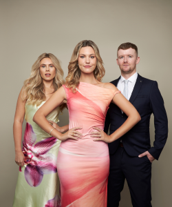 Belle and Co trio in gowns and suit