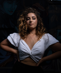 Spicy Margaritas party band vocalist in a white top